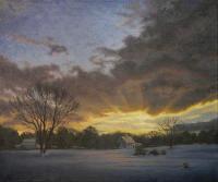Farms And Fields - Field At Dusk - Oil On Linen
